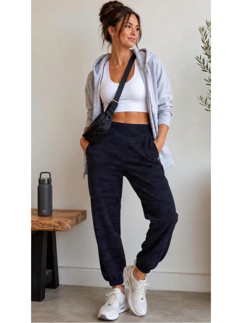 Athleta Brooklyn Lined Camo Joggers Black/Gray 6